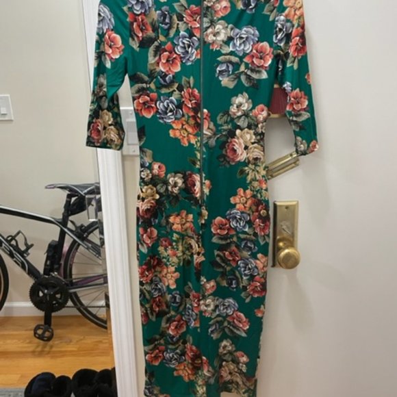 Alice + Olivia Teal Delora Bodycon Fitted Midi Stretch Dress SZ 0 NWT - Picture 4 of 9